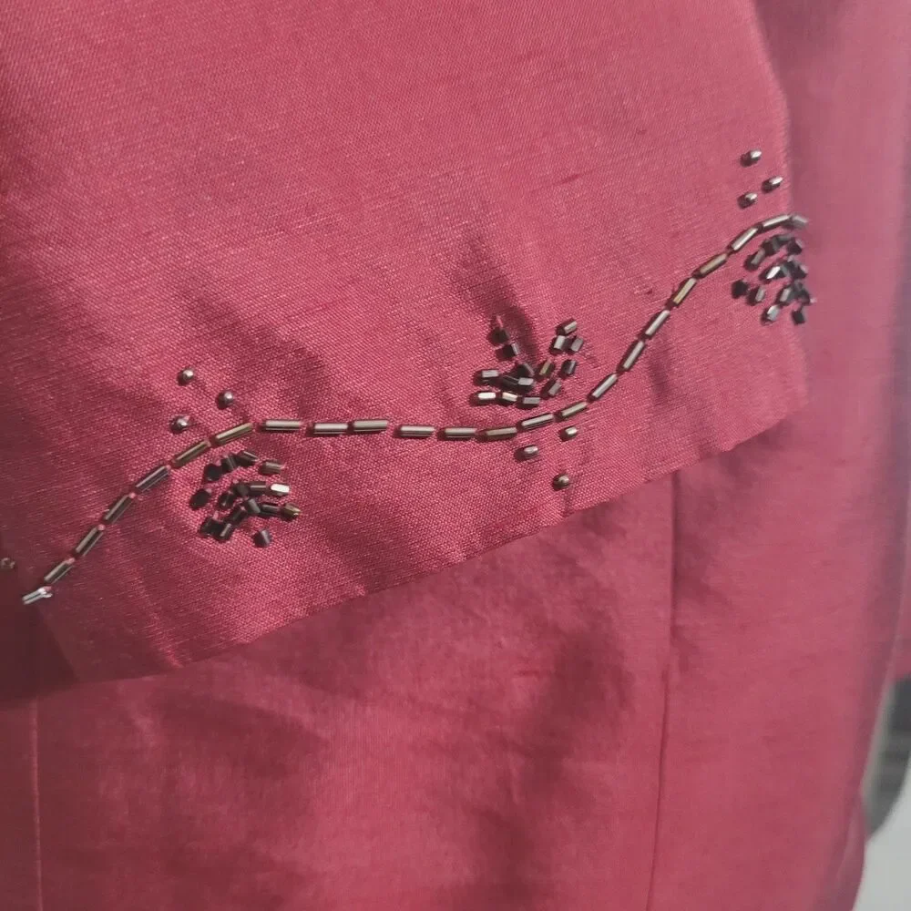 Silkland Petite size 8P button front blouse silk collar lightweight shoulder pad